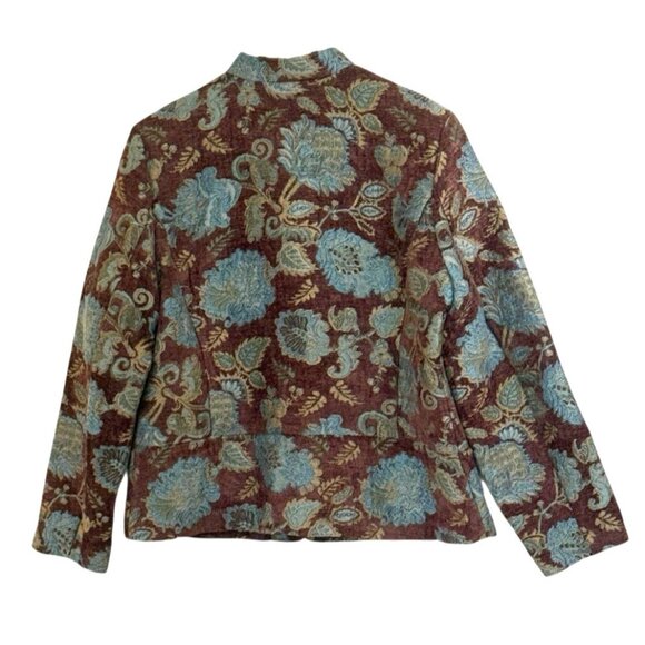 Portrait Women's Tapestry Floral Button Up Poly Rayon Jacket Vintage Size Lg NWT - Picture 2 of 7